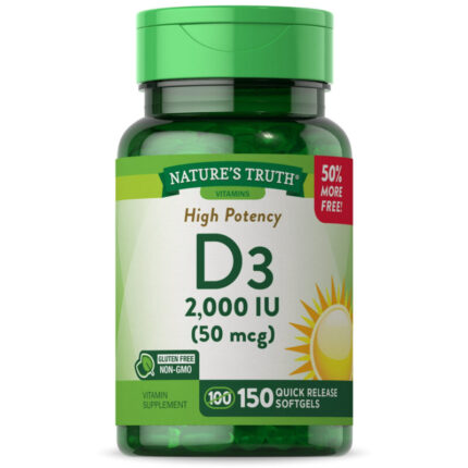 Natures Truth High Potency Vitamin D3 2000 IU Softgels, 150 Ea