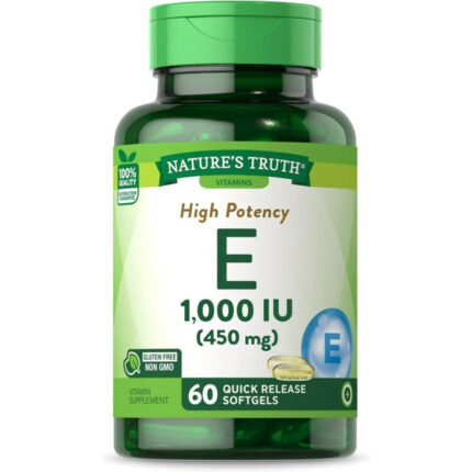 Natures Truth Vitamin High Potency E 1,000 IU Quick Release Softgels, 60 Ea