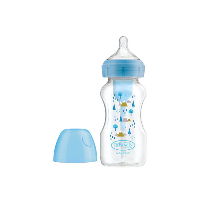 dr brown s options anti colic wide neck bottle 0m blue woods 250ml