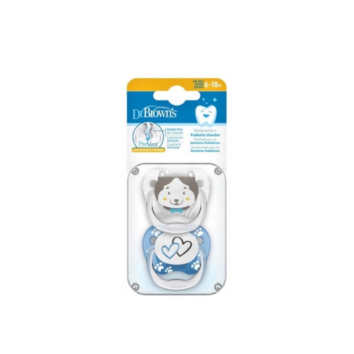 dr brown s prevent animal faces pacifier 6 18m blue