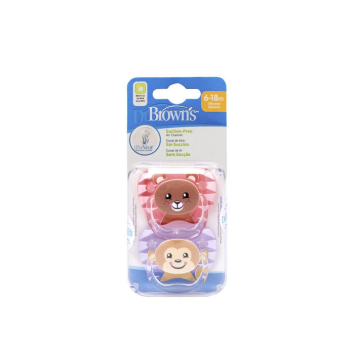 dr brown s prevent animal faces pacifier 6 18m pink