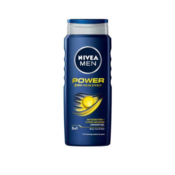 nivea men power 24h fresh effect 3in1 shower gel 500ml